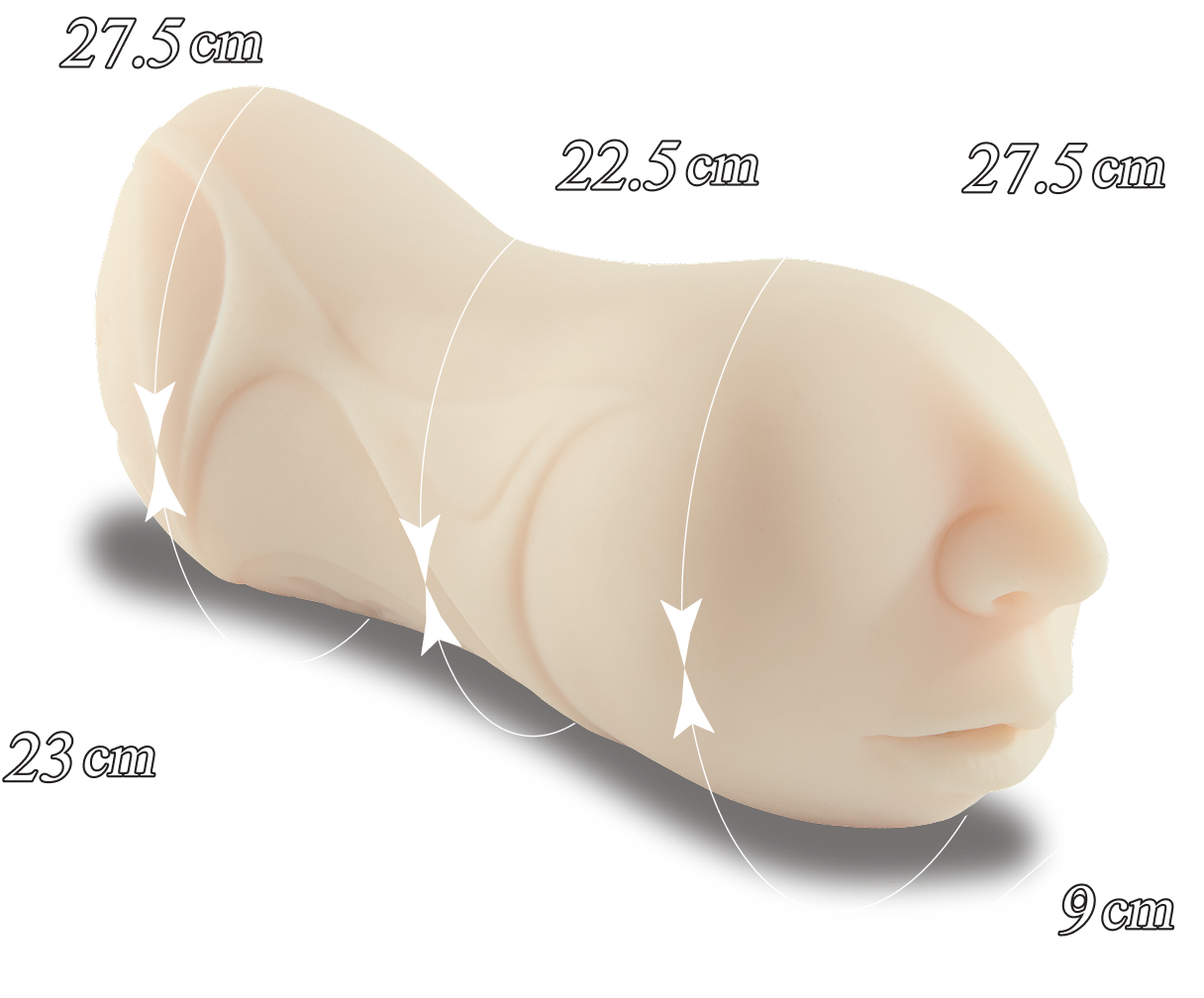 Dimension diagram: 23 cm long, 9 cm wide, circumferences 27.5 / 22.5 / 27.5 cm